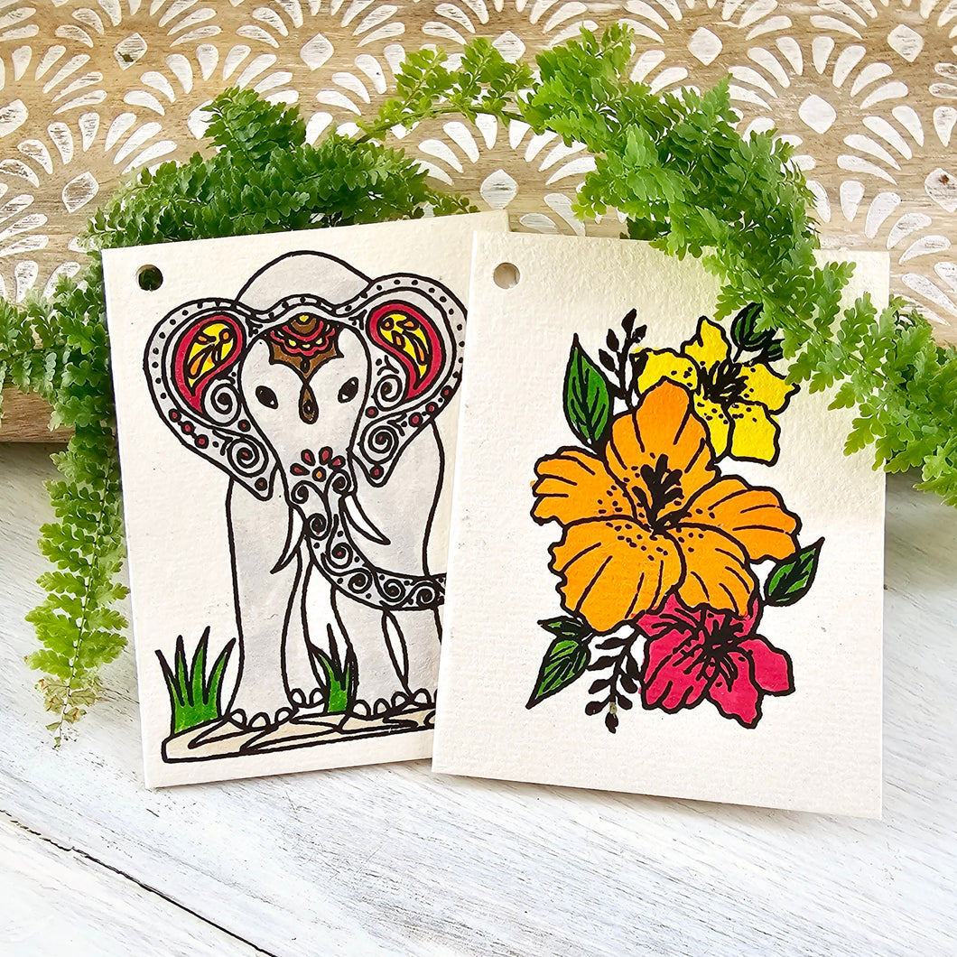 Elephant and Flowers Gift Tags