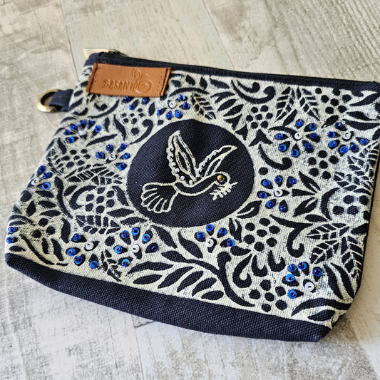 Block Printed Dove Pouch