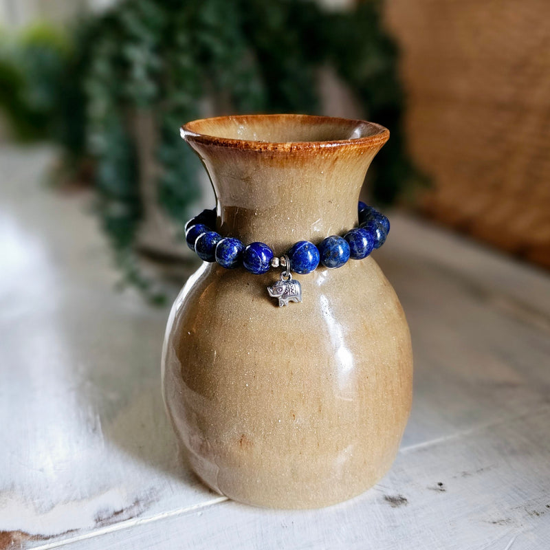 Amazonite Elephant Charm Bracelet