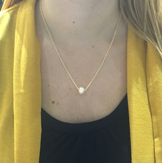 White Pearl Gold Necklace